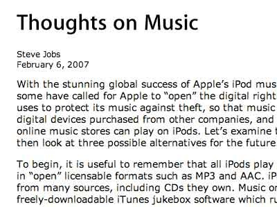 Steve Jobs offener Brief zum DRM